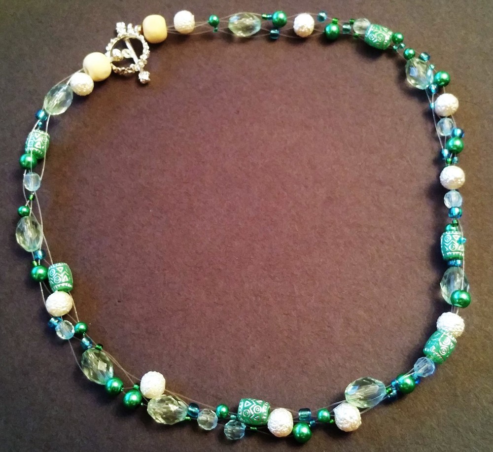 Crystal Beaded Wood Diffuser Necklace