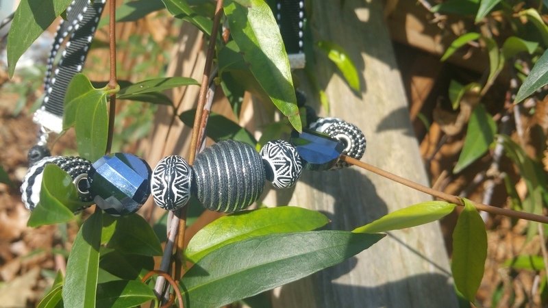 Black &amp; White Ribbon Diffuser Necklace