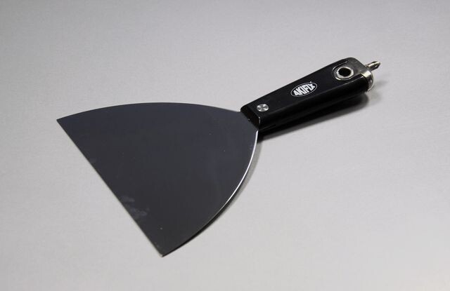 SPATOLA IN ACCIAIO INOX, LAMA A “CAMPANA” PROFESSIONALE, MANICO PVC CON N° 1 INSERTO