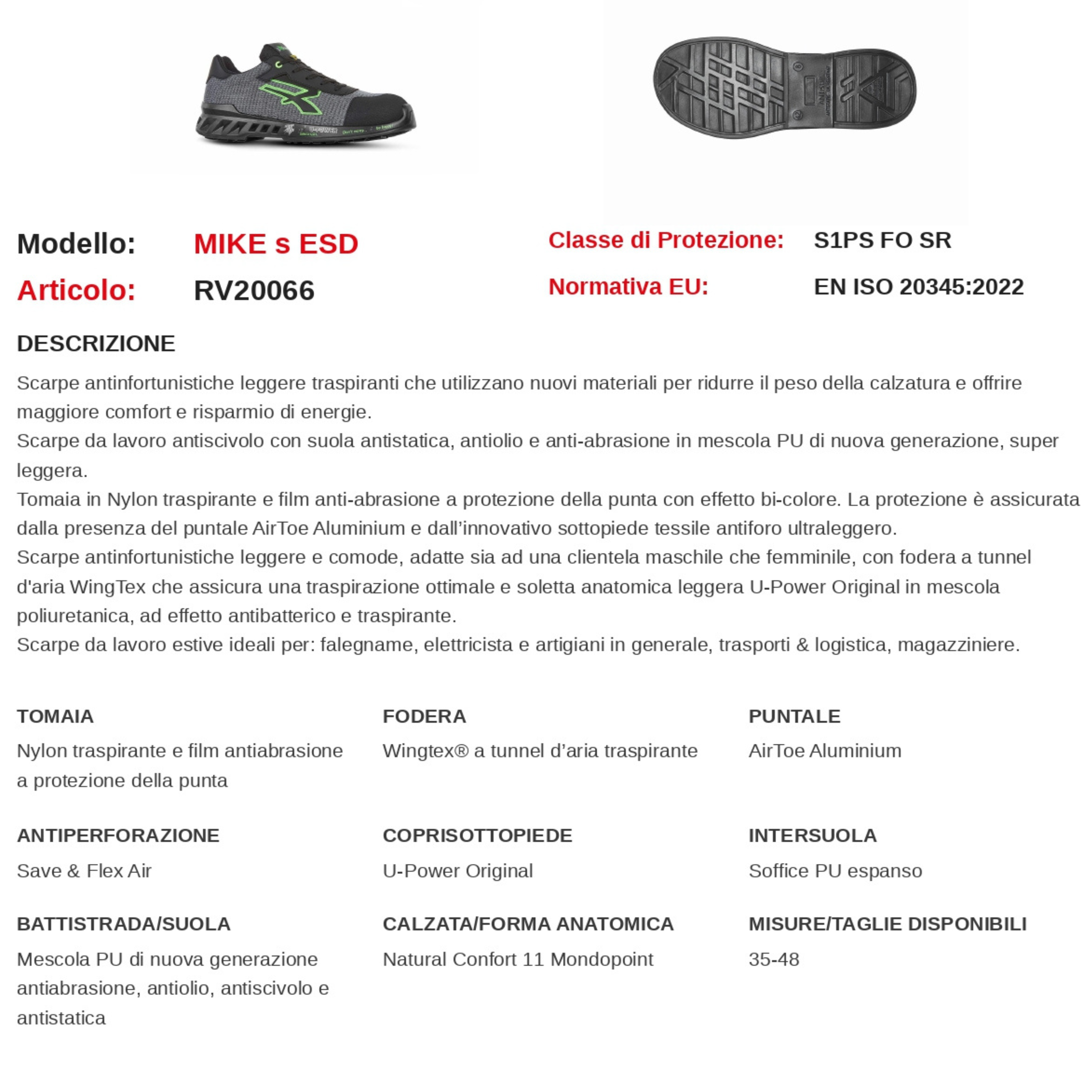 SCARPA ANTINFORTINISTICA U-POWER MIKE