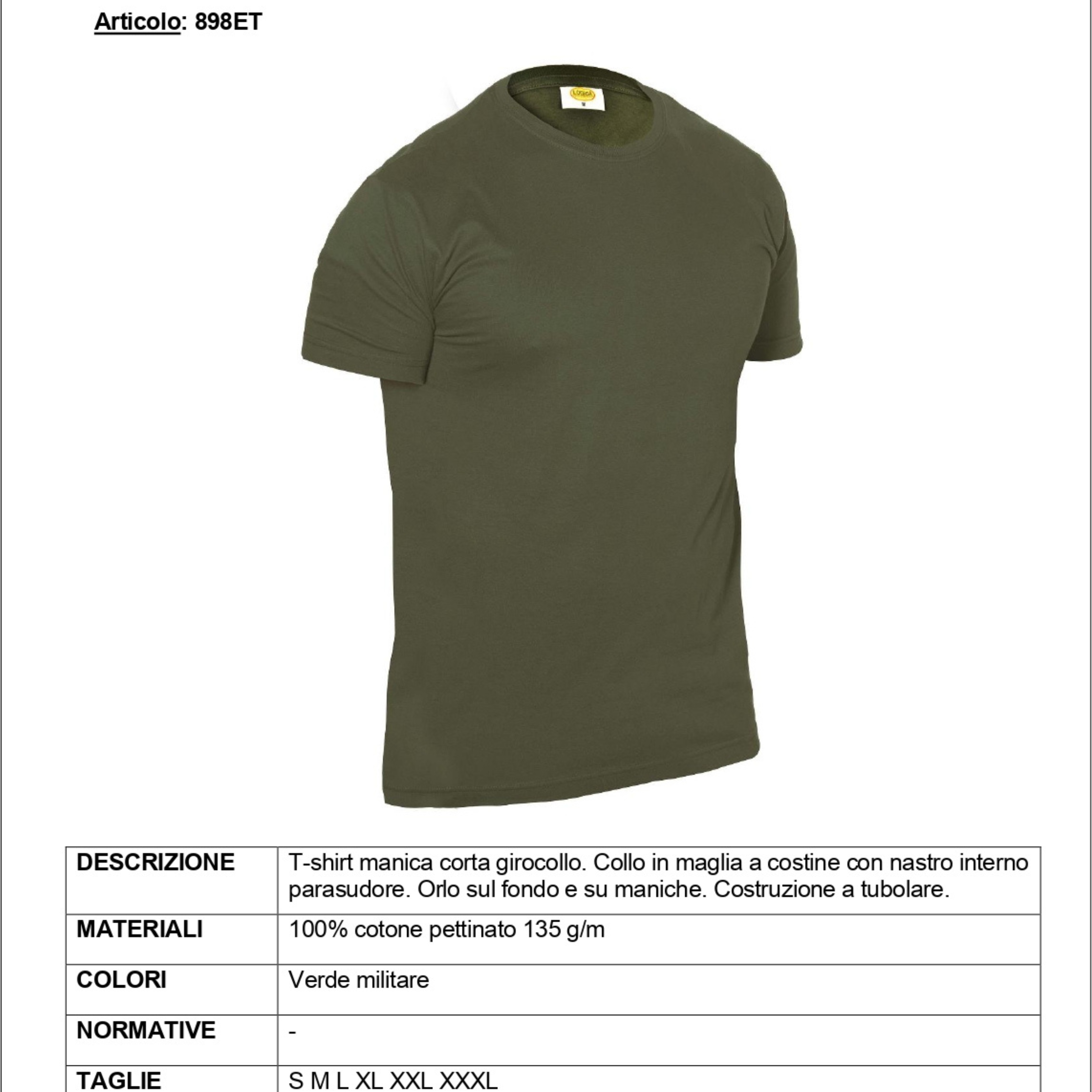 898ET T-shirt cotone tubolare verde militare