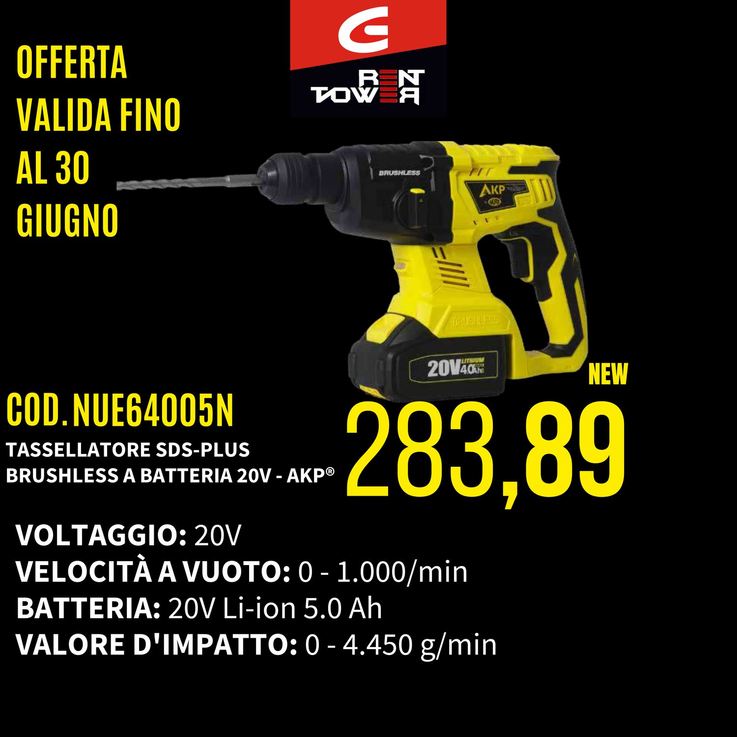 TASSELLATORE SDS-PLUS BRUSHLESS A BATTERIA 20V AKIFIX