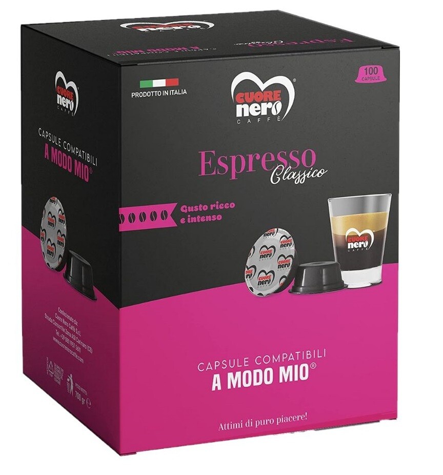 CUORE NERO CAFFE CAPSULE A MODO MIO DA 100