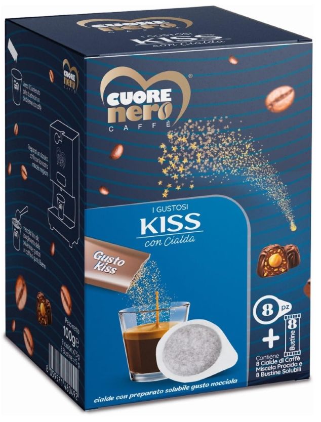 CUORE NERO I GUSTOSI KISS CIALDE 8 PZ PIU 8 PZ