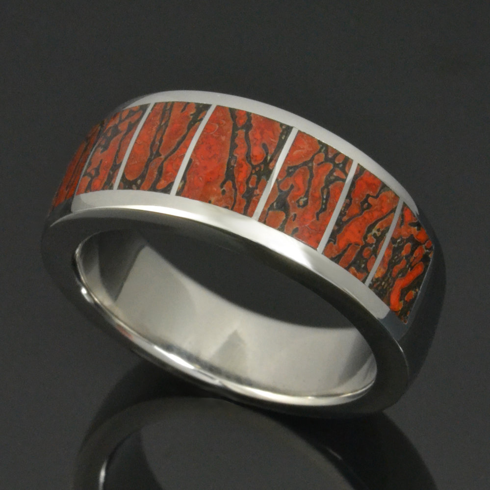 Men&#39;s Stainless Steel Dinosaur Bone Wedding Ring