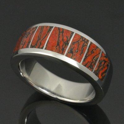 Men&#39;s Stainless Steel Dinosaur Bone Wedding Ring
