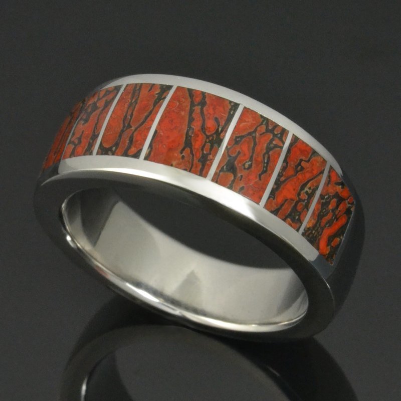 Men&#39;s Stainless Steel Dinosaur Bone Wedding Ring