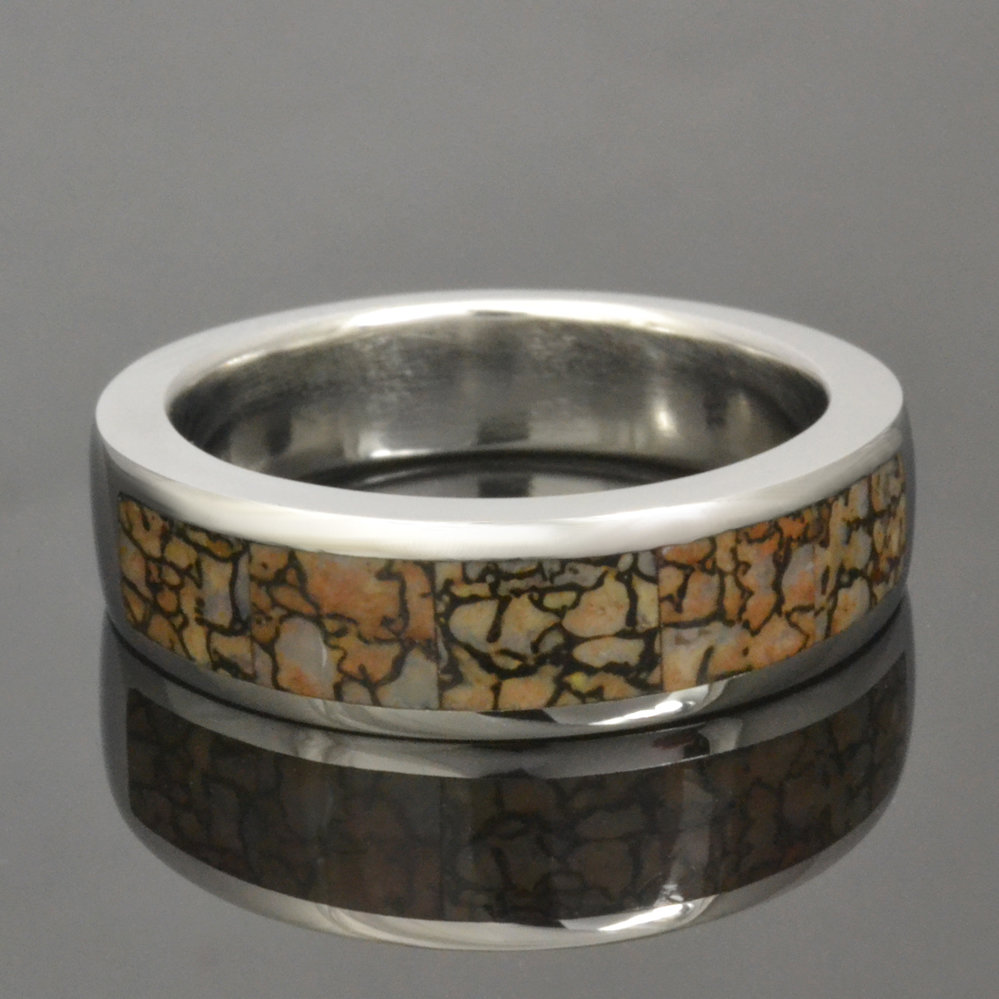 Tan Dinosaur Bone Wedding Ring