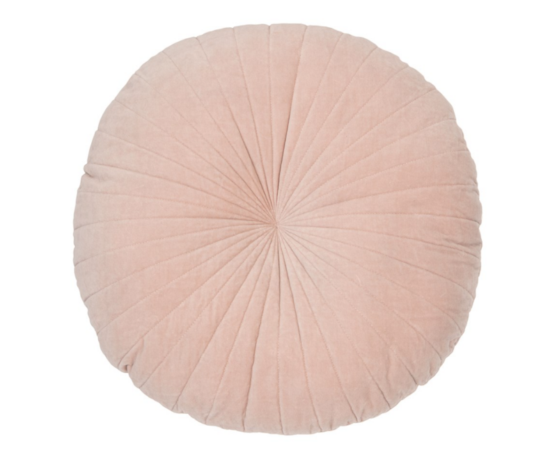 Velvet soft pink round cushion