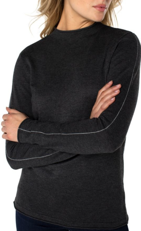 Mock Neck Roll Sweater - Black