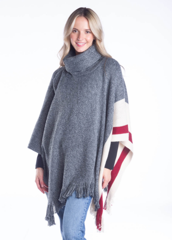 Knitted Cowl Neck Poncho