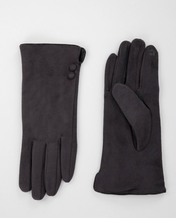 Dark Grey Gloves with Buttons