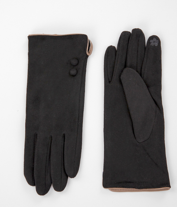 Black Gloves with Buttons