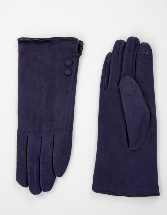 Navy Gloves with Buttons