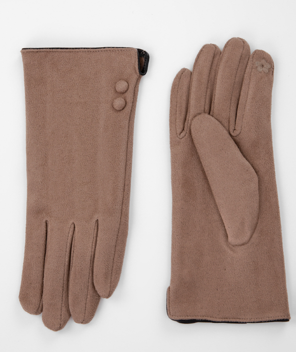 Taupe Gloves with Button