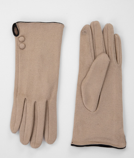 Tan Gloves with Buttons