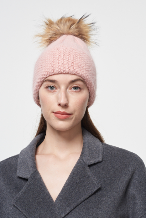 Soft Pink Knit Cashmere Hat