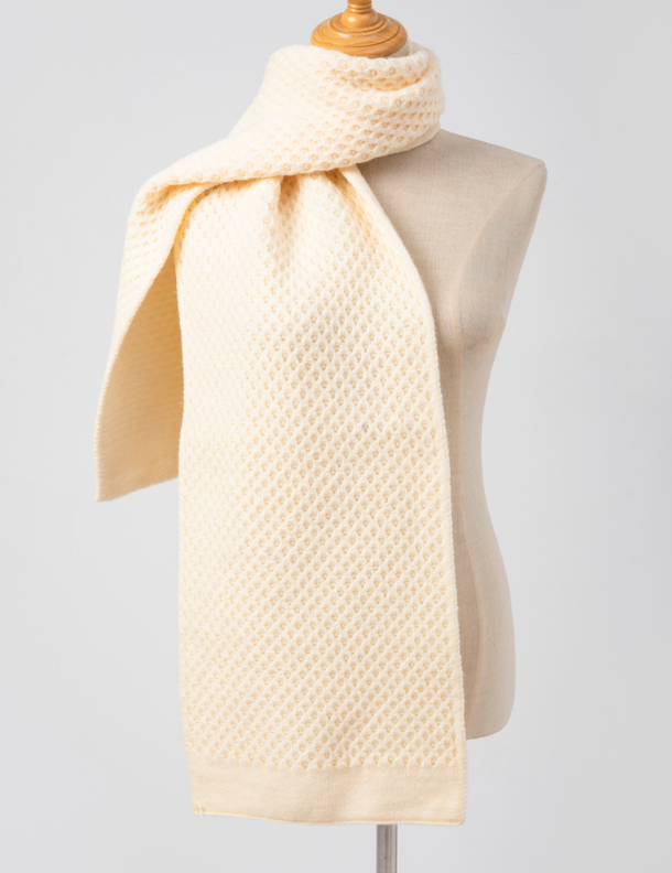 Cream Textured Knit Scarf