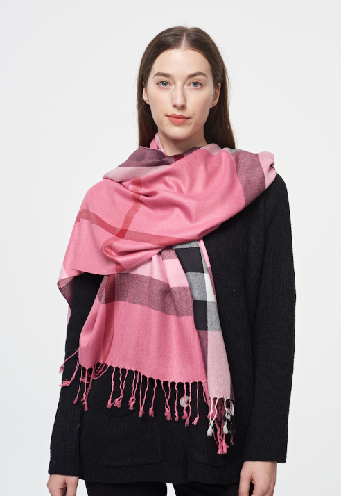 Hot Pink Checked Scarf