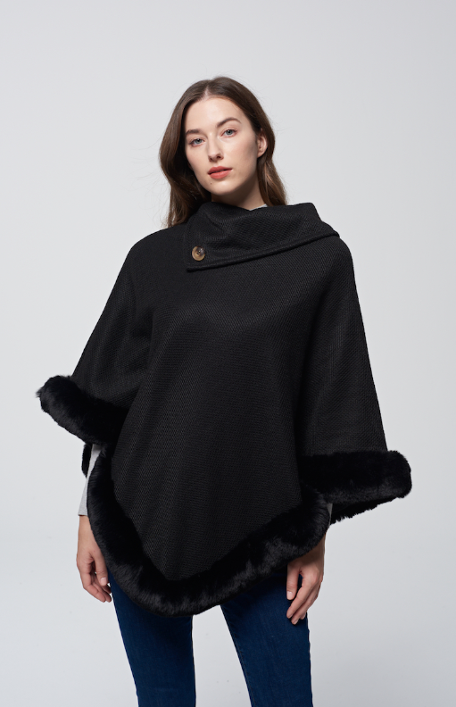 Poncho with Button Collar