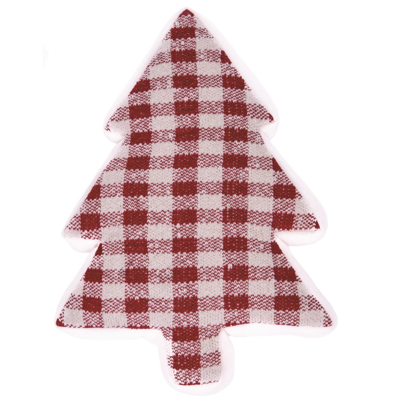 Farfelu plaid red and white fir tree cushion
