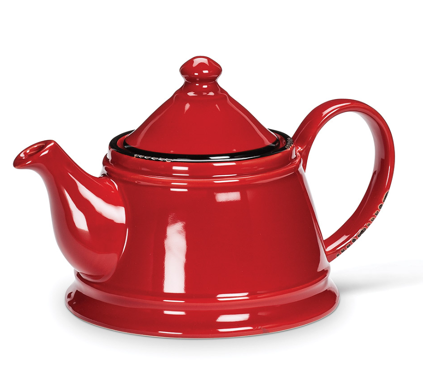Enamel Look Teapot- Red