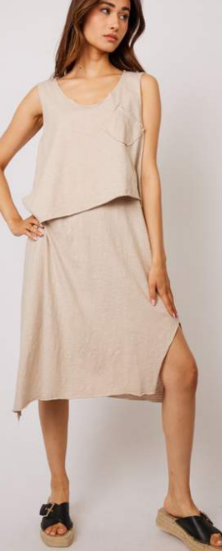 Long Asymmetrical Dress- Flax