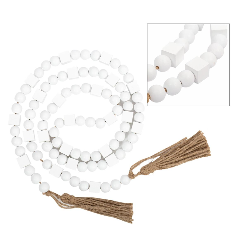 Wood bead Garland- White