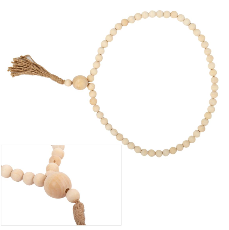 Wood Beads with Tassel 20"
