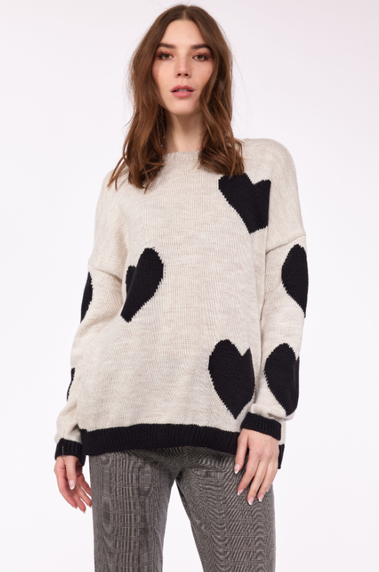 Oversized Knitted Heart Sweater