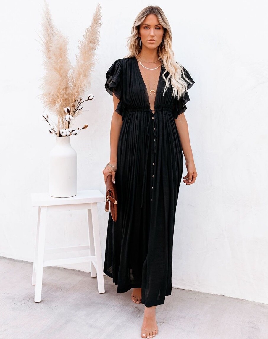 Boho Black Beach Coverup