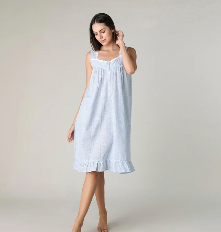 Striped Chambray Short Gown