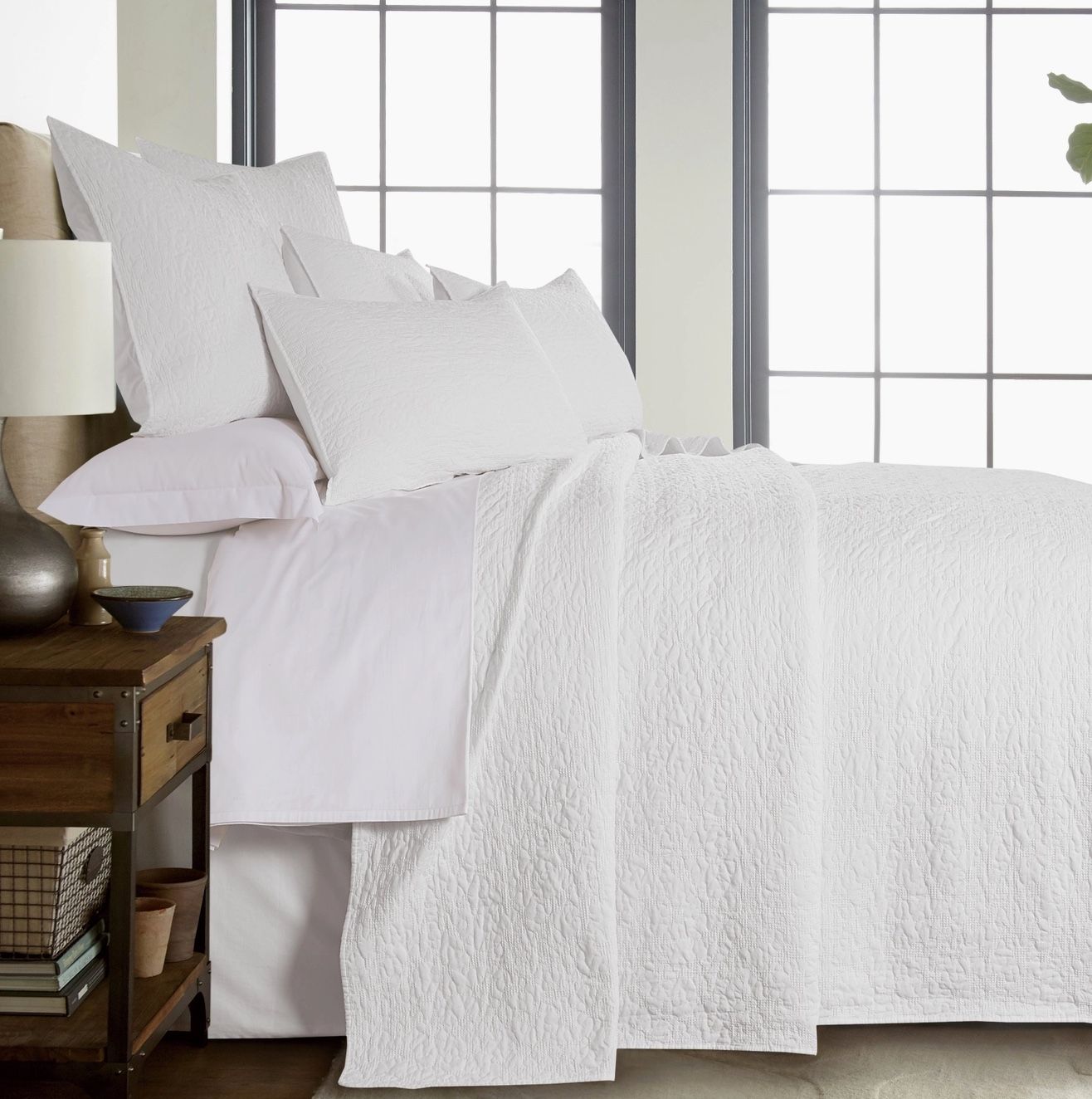 Emery white coverlet set