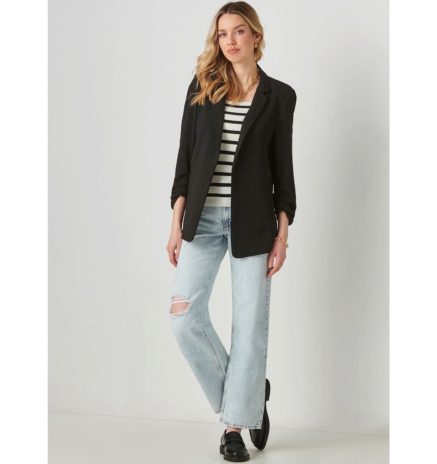 Rushed Sleeve Lightweight Jacket