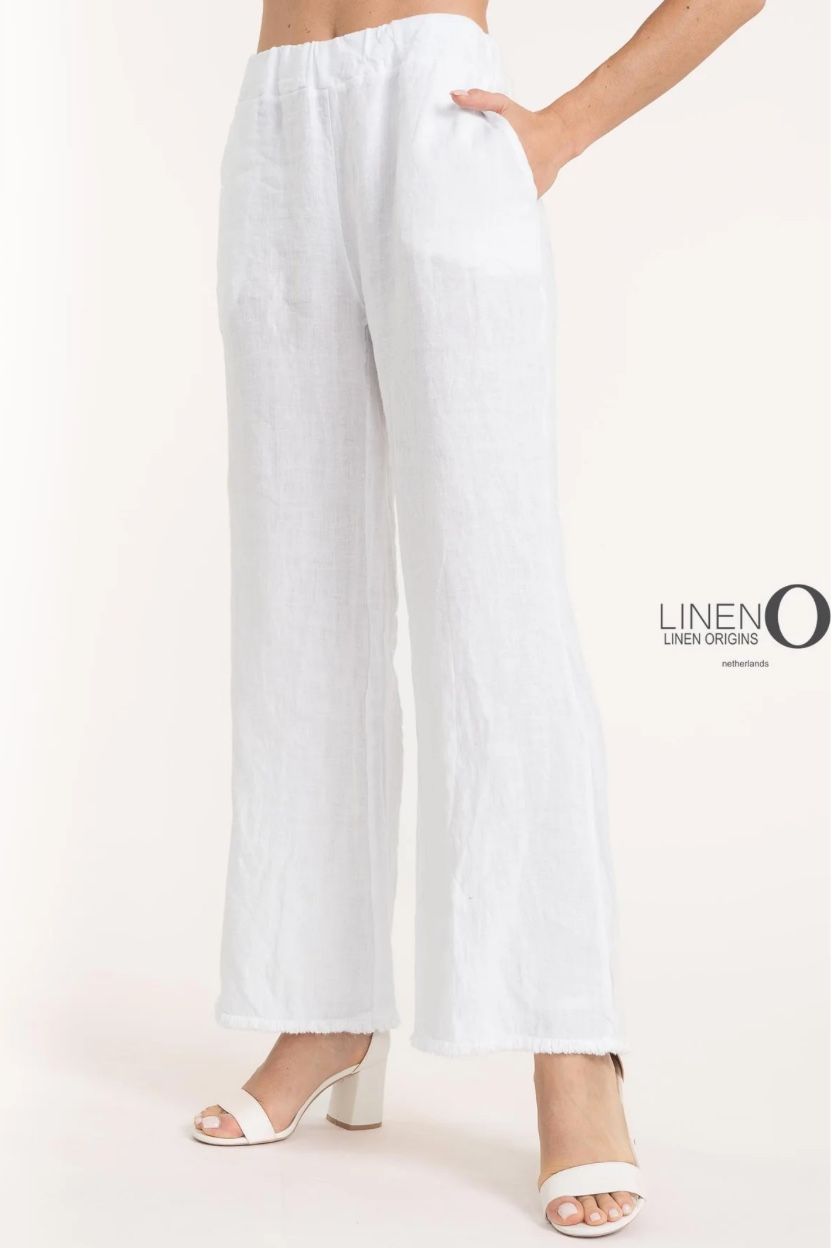 French Linen Pant = Bianco Fringe