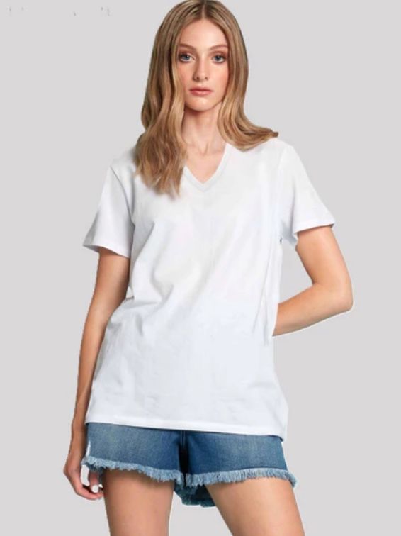 V Neck tee White