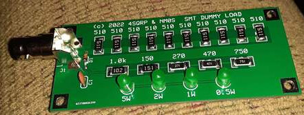 4S QRP Dummy Load kit 10 W met power indicatie leds