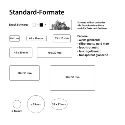Etiketten Standard / Druck 1-farbig Schwarz