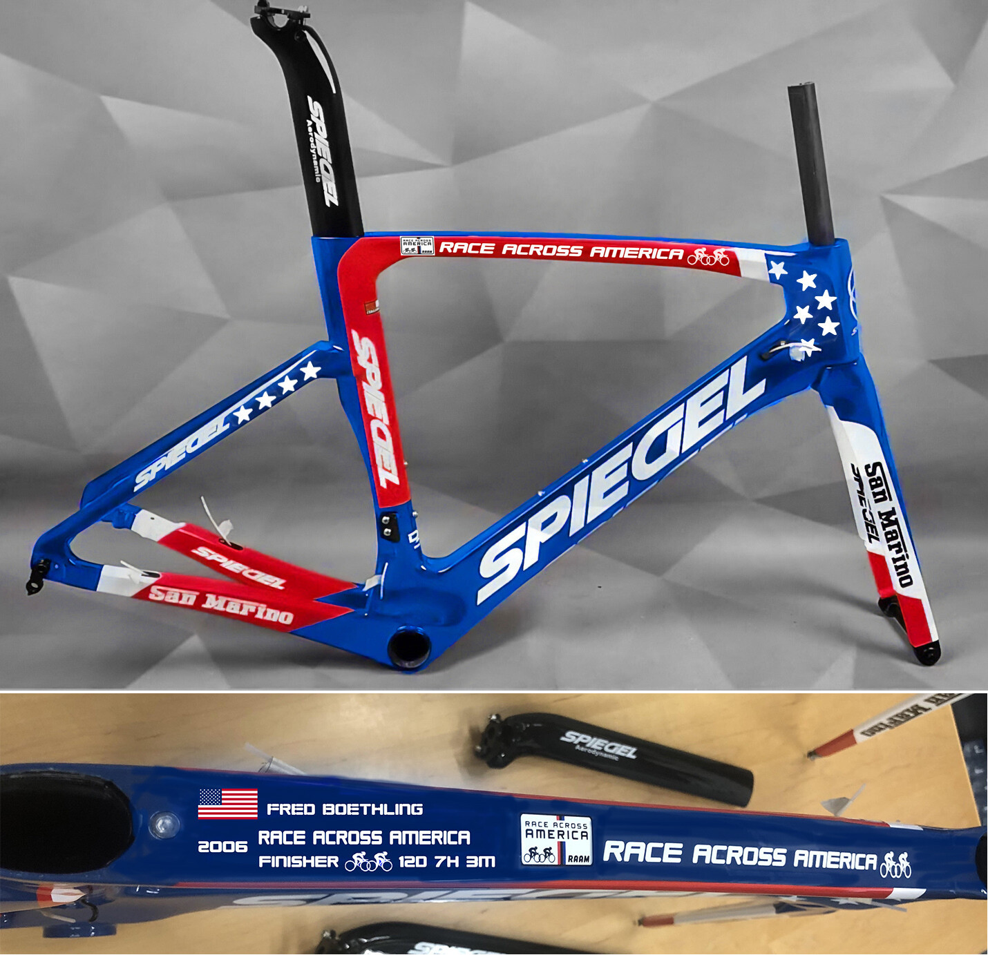 RAAM - Spiegel San Marino With Personalized FINISHER Graphics - Rim Brake Compatible (USA Shipping)