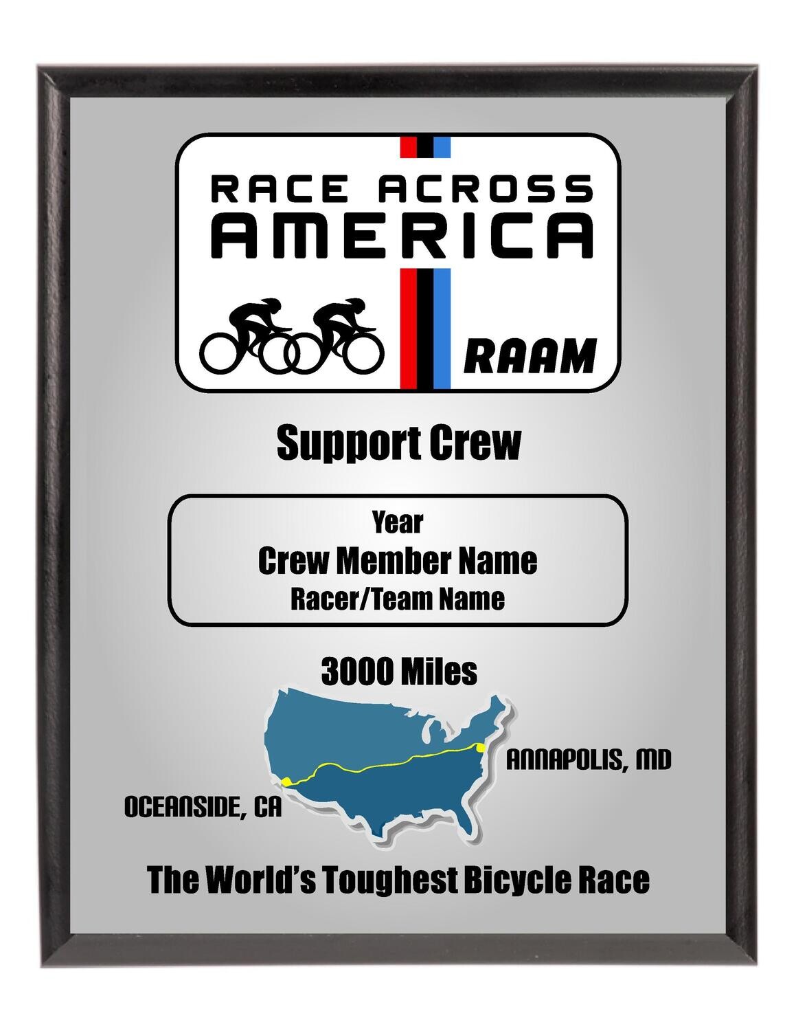 RAAM Crew Plaque - Past Years