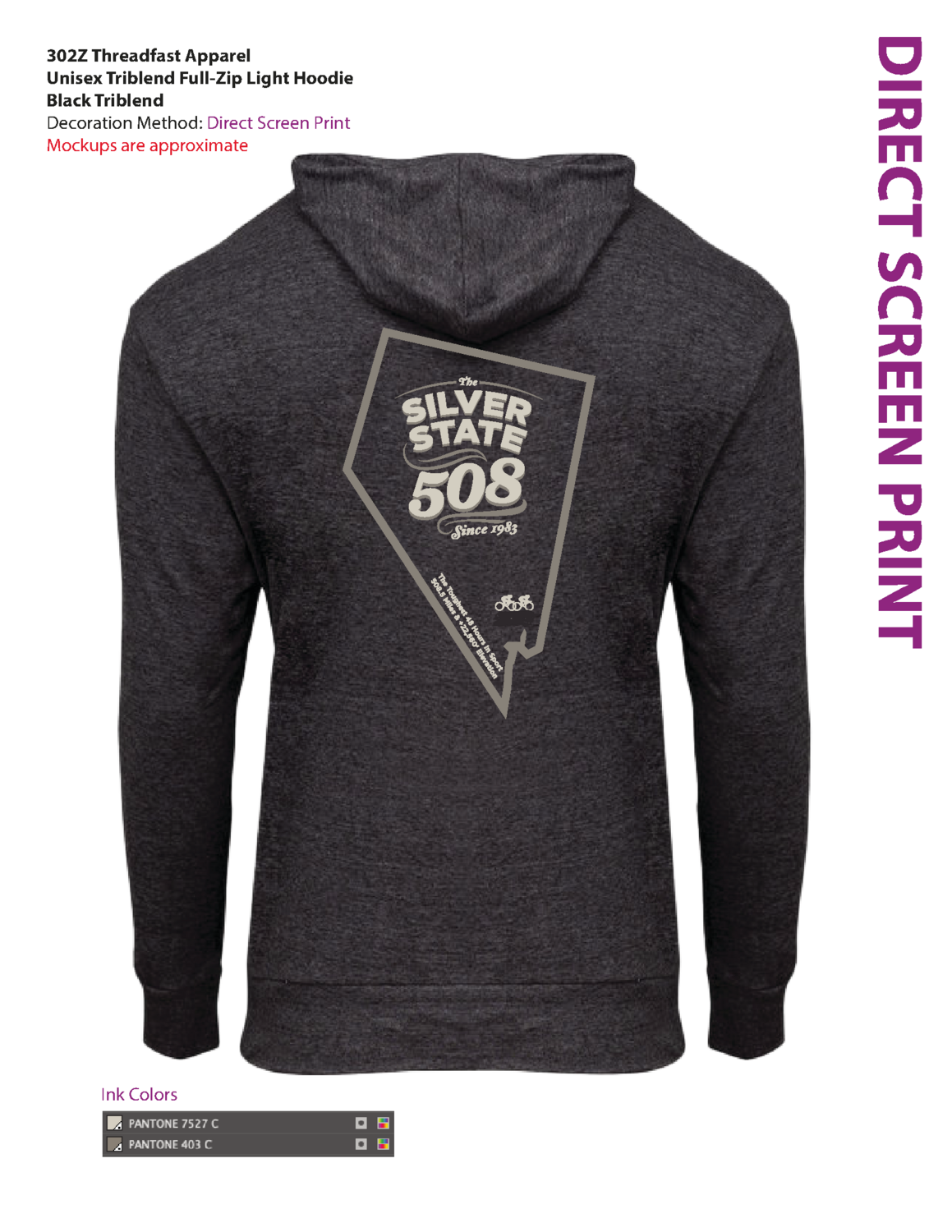 508 Lightweight Zip Hoodie Nevada State Outline