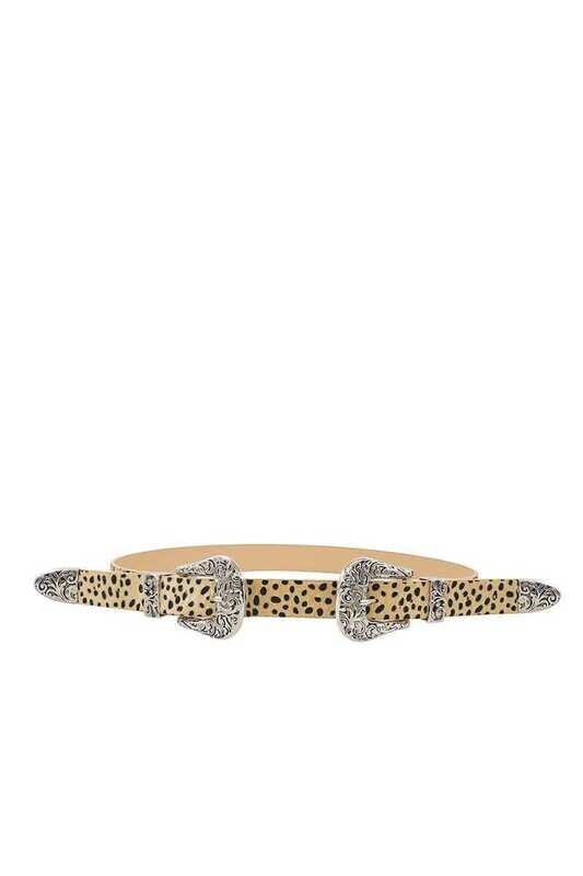Trendy Stylish Leopard Double Buckle Belt