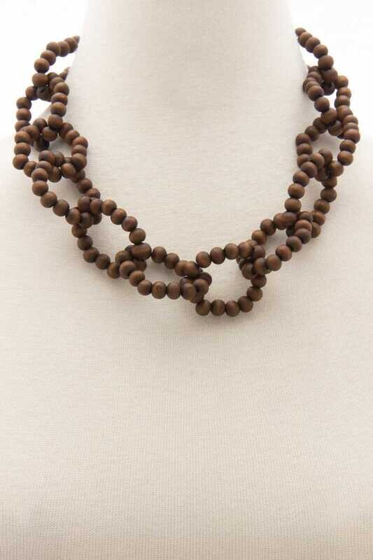 Color Wood Bead O Link Necklace
