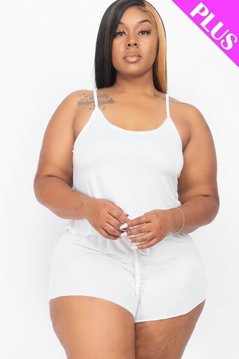 Plus Size Cami Top And Shorts Set