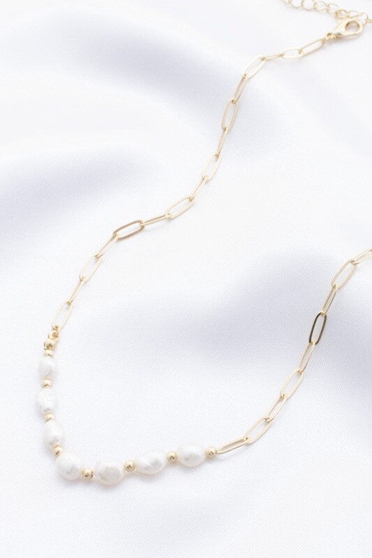Pearl Oval Link Necklace