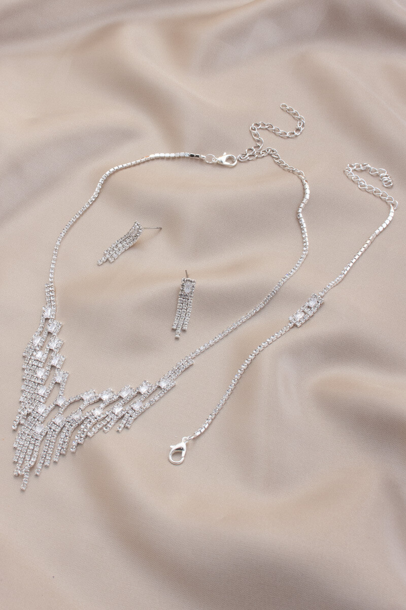 Bridal Rhinestone Bracelet Necklace Set