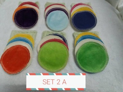 Re-usable Round Colorful Bamboo Facial Cloth Puffs 3"  SET (2A & 2B). SOLD in Loose pcs.