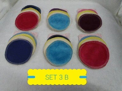 Re-usable Round Colorful Bamboo Facial Cloth Puffs 3" Set of (5pcs) SET (3B). SOLD in Loose pcs.