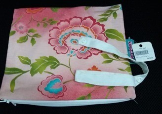 Wet Bag. Medium size. Pink Lotus flower. Double pocket compartment with snap button on both sides.
