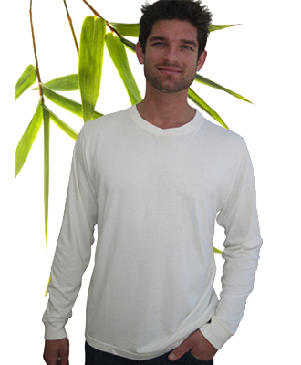 EVERYDAY SALE. Bambu Dru Men Long Sleeve-Organic Bamboo Cotton T-Shirt. Round neck.